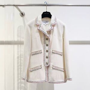 Authentic Chanel Cream Jacket with Colorful Accents